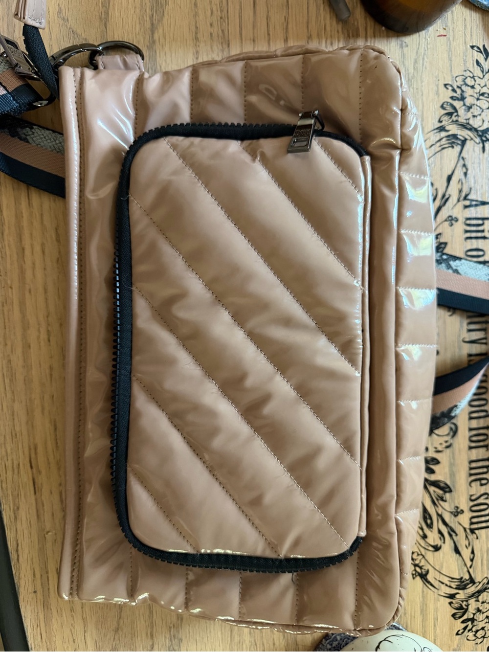 THINK ROYLN Quilted Messenger Bag in Beige